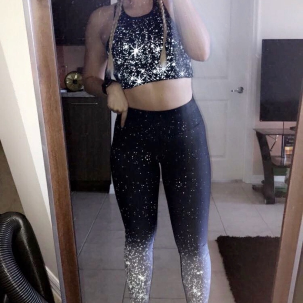 Women's Black and White Star Print Leggings